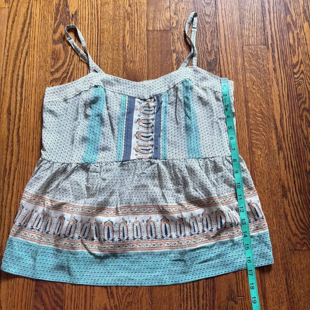 Vanessa Virginia 100% Silk Paisley Border Print Cami Tank Top 10 - Picture 6 of 7